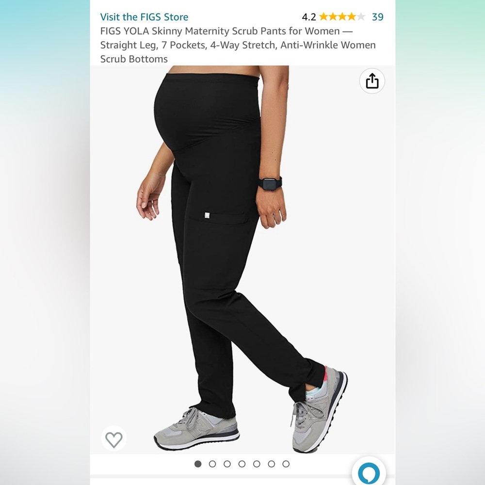 FIGS Yola Maternity Scrub Pants Black